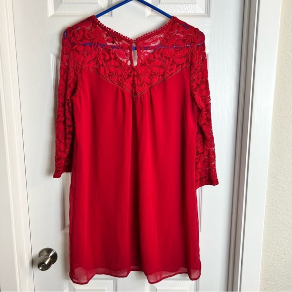 As U Wish Burgundy Lacey Baby Doll Dress. Sz.L - Picture 6 of 6